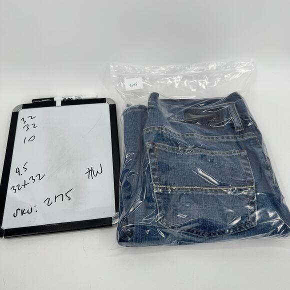 Tommy Bahama Jeans Mens 32x32 ACTUAL Indigo Palms Bootcut Blue Denim HEM WEAR - Picture 9 of 9